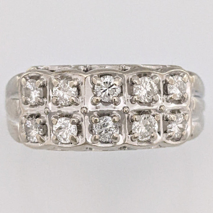 14K WHITE .50 CARAT TOTAL WEIGHT I1 I-K DIAMOND ROUND (10) 2-ROW ESTATE BAND 4.7 GRAMS