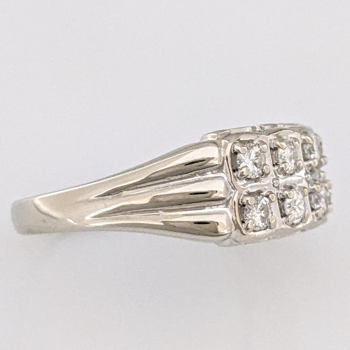 14K WHITE .50 CARAT TOTAL WEIGHT I1 I-K DIAMOND ROUND (10) 2-ROW ESTATE BAND 4.7 GRAMS