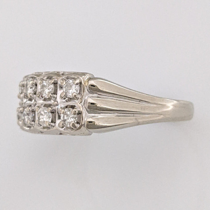 14K WHITE .50 CARAT TOTAL WEIGHT I1 I-K DIAMOND ROUND (10) 2-ROW ESTATE BAND 4.7 GRAMS