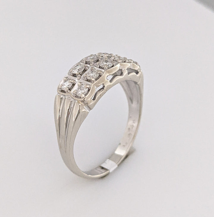 14K WHITE .50 CARAT TOTAL WEIGHT I1 I-K DIAMOND ROUND (10) 2-ROW ESTATE BAND 4.7 GRAMS