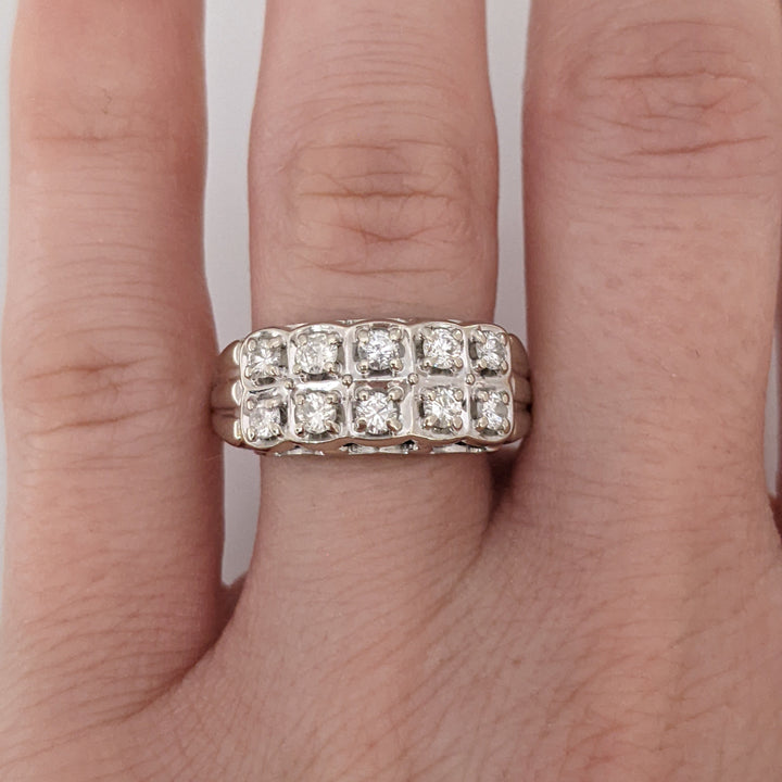 14K WHITE .50 CARAT TOTAL WEIGHT I1 I-K DIAMOND ROUND (10) 2-ROW ESTATE BAND 4.7 GRAMS