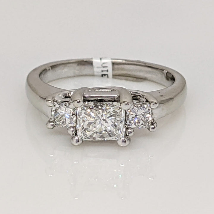 14K WHITE 1.04 CARAT TOTAL WEIGHT VS2 G DIAMOND PRINCESS CUT (3) ESTATE RING 4.4 GRAMS