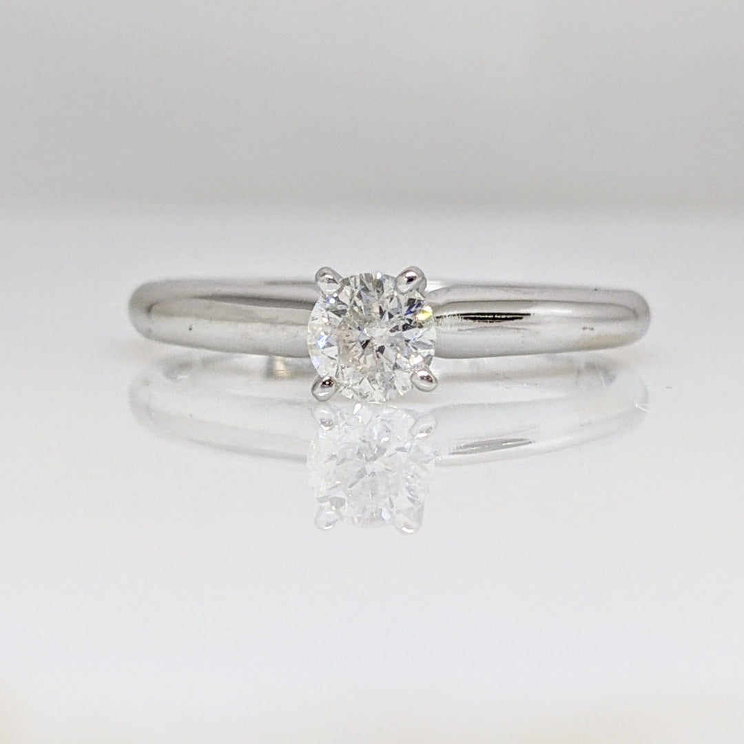 14K WHITE .36 CARAT TOTAL I1 G DIAMOND ROUND ESTATE SOLITAIRE RING 2.3 GRAMS