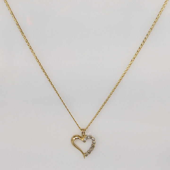 14K DIAMOND ROUND (9) ESTATE PENDANT & CHAIN 3.3 GRAMS