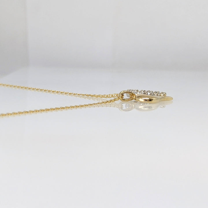 14K DIAMOND ROUND (9) ESTATE PENDANT & CHAIN 3.3 GRAMS