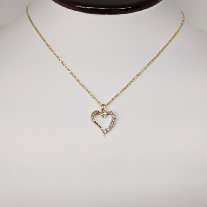14K DIAMOND ROUND (9) ESTATE PENDANT & CHAIN 3.3 GRAMS