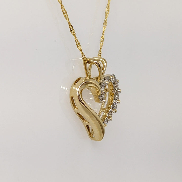 14K .27 CARAT TOTAL WEIGHT I1 I DIAMOND ROUND (9) ESTATE HEART PENDANT & CHAIN 3.9 GRAMS