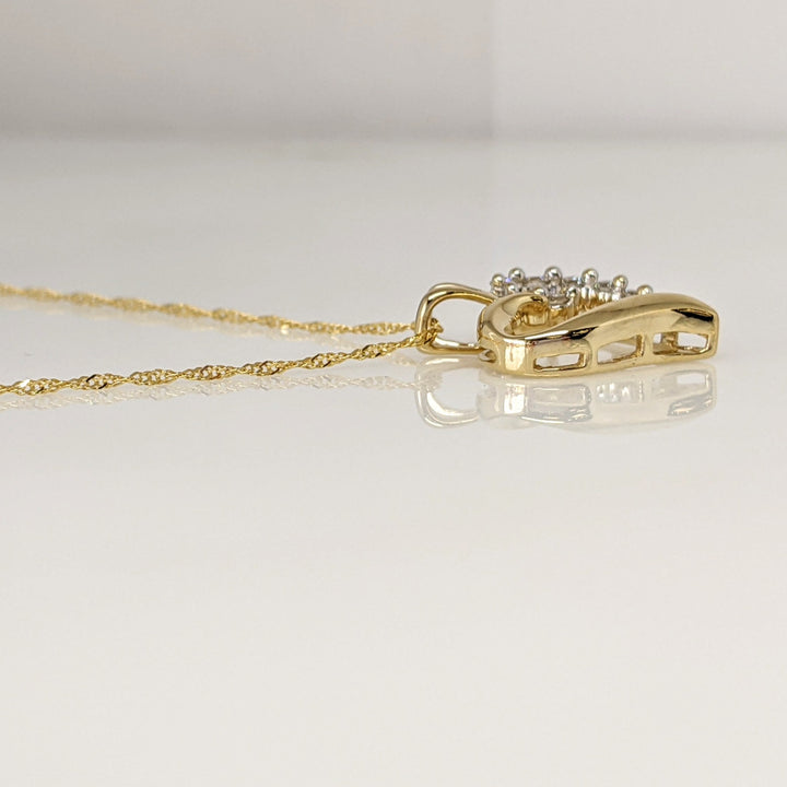 14K .27 CARAT TOTAL WEIGHT I1 I DIAMOND ROUND (9) ESTATE HEART PENDANT & CHAIN 3.9 GRAMS