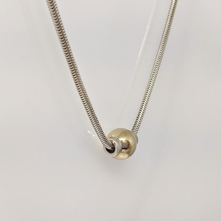 STERLING SILVER/ 14K CAPE COD 1-BALL ESTATE NECKLACE 8.2 GRAMS