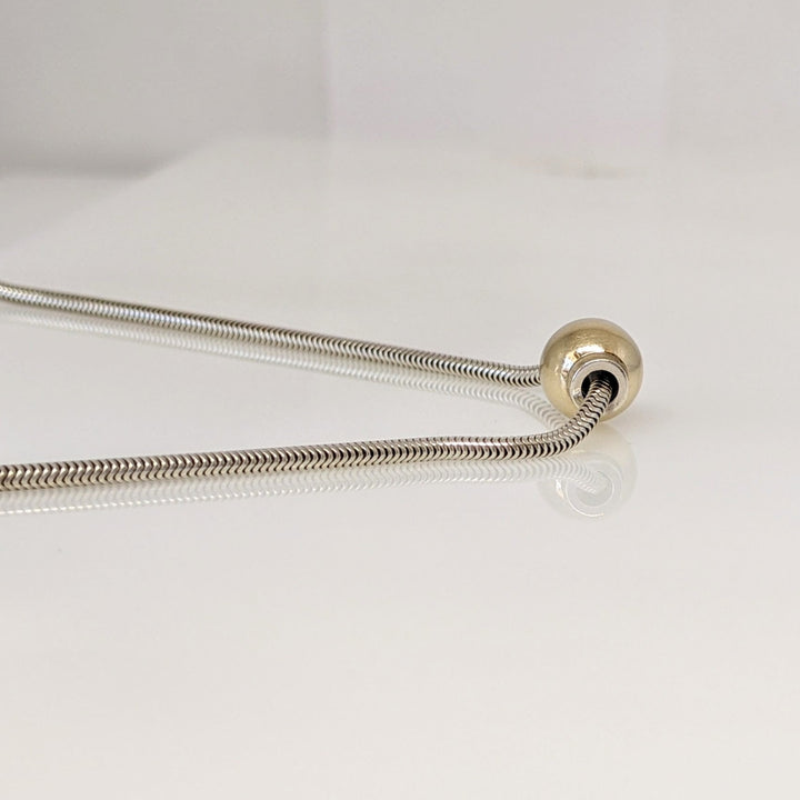 STERLING SILVER/ 14K CAPE COD 1-BALL ESTATE NECKLACE 8.2 GRAMS