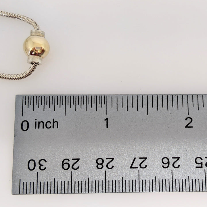 STERLING SILVER/ 14K CAPE COD 1-BALL ESTATE NECKLACE 8.2 GRAMS