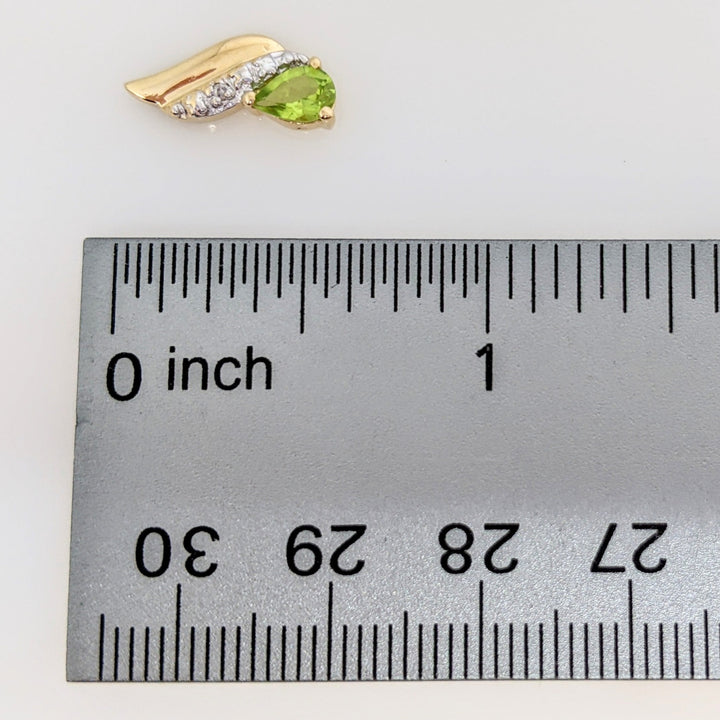 14K PERIDOT PEAR 4X6 WITH MELEE ESTATE EARRINGS 2.2 GRAMS