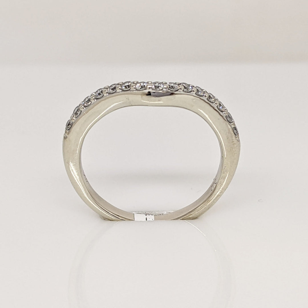 14K WHITE .23 CARAT TOTAL WEIGHT I1 I DIAMOND ROUND (15) ESTATE CURVED BAND 2.6 GRAMS