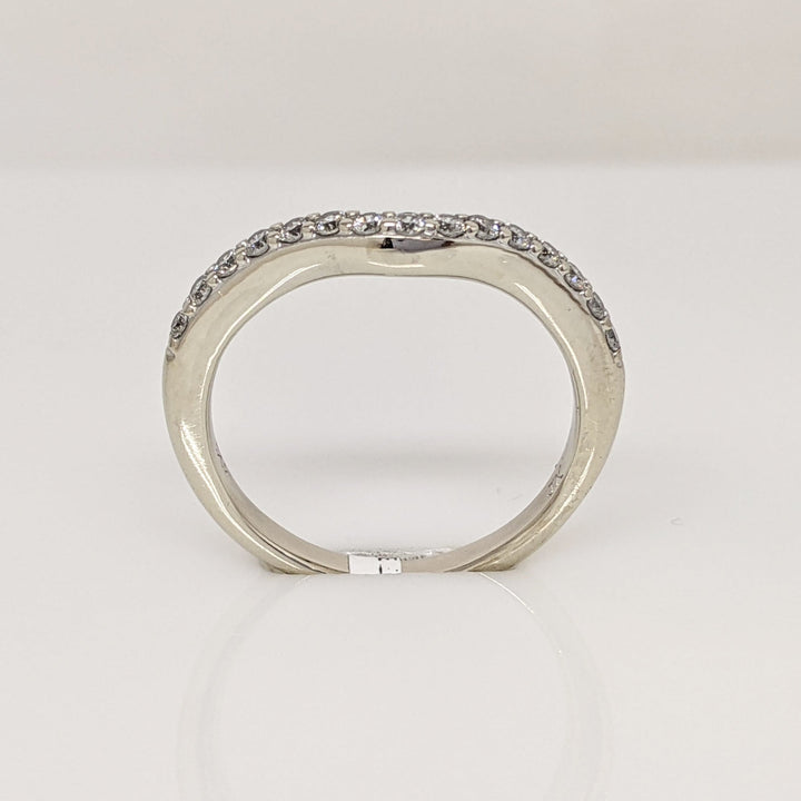 14K WHITE .23 CARAT TOTAL WEIGHT I1 I DIAMOND ROUND (15) ESTATE CURVED BAND 2.6 GRAMS