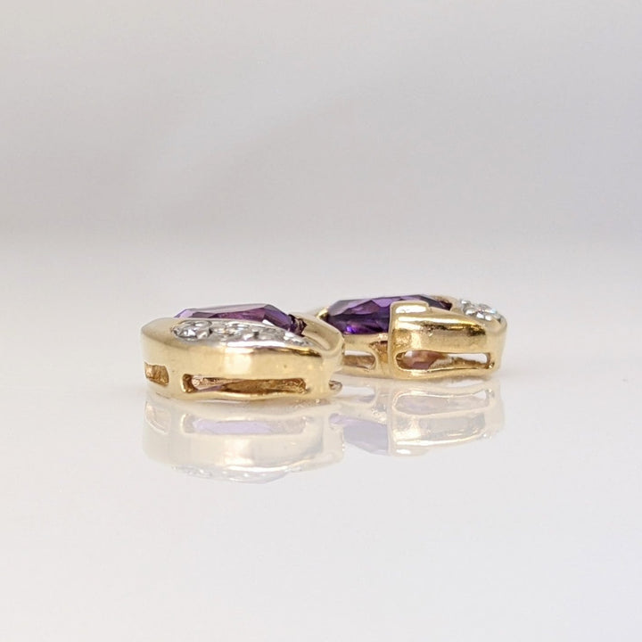 14K AMETHYST PEAR 5X7 WITH (6) MELEE ESTATE EARRINGS 2.1 GRAMS