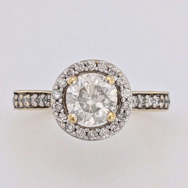 14K .97 CARAT TOTAL WEIGHT I1 I DIAMOND ROUND (33) ESTATE HALO RING 3.3 GRAMS