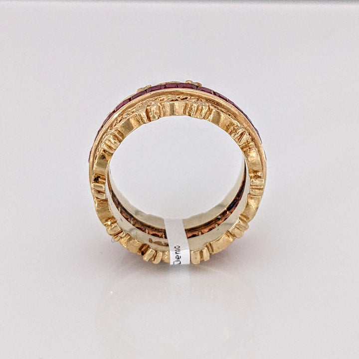 14K RUBY PRINCESS CUT (29) 2MM FANCY ETERNITY ESTATE BAND 9.2 GRAMS