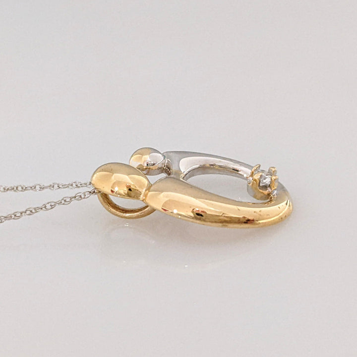 14K TWO-TONE MOTHER/CHILD WITH MELEE ESTATE PENDANT & CHAIN 2.4 GRAMS