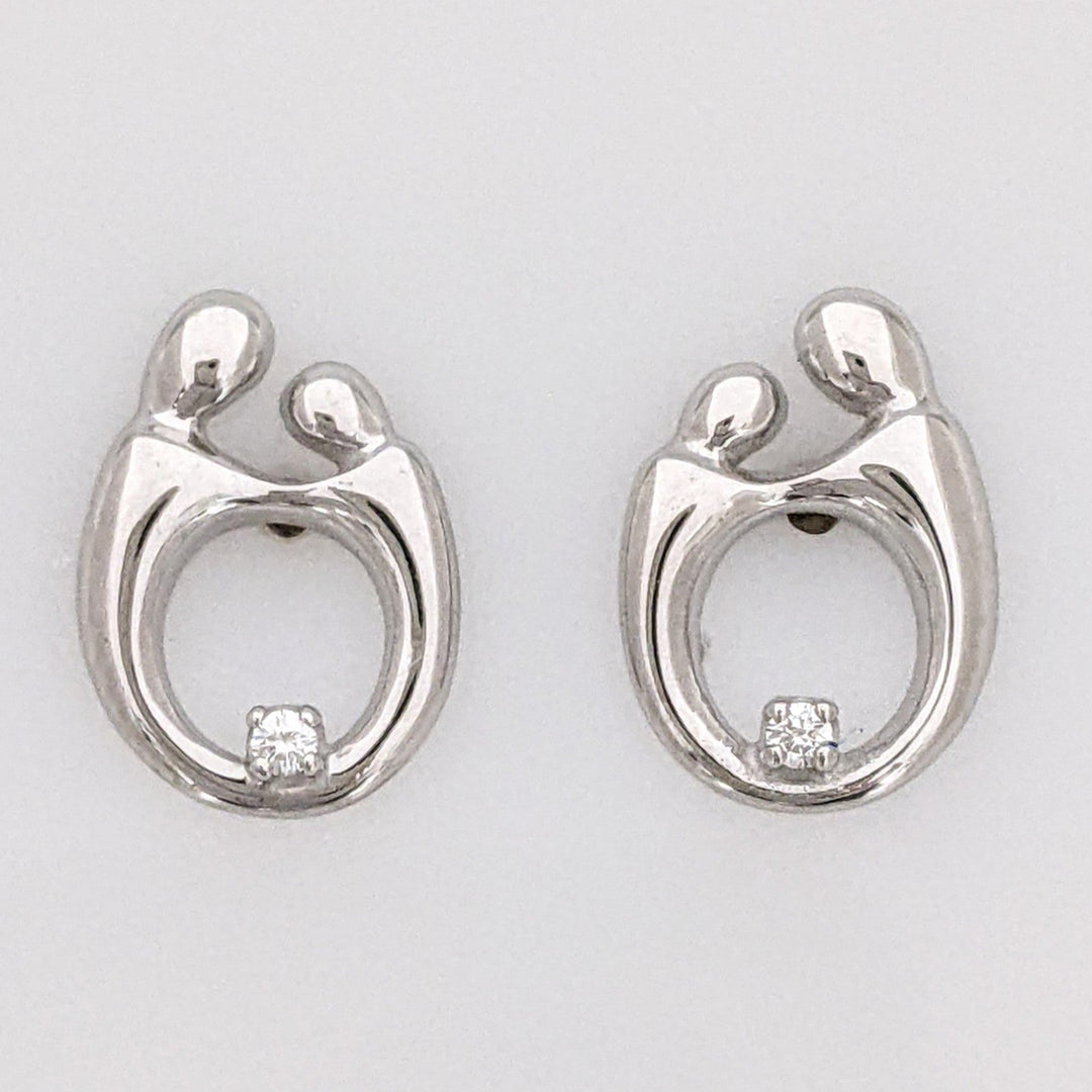 14K WHITE MOTHER/CHILD WITH MELEE ESTATE EARRINGS 2.2 GRAMS