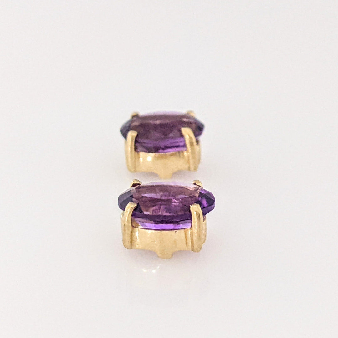 14K AMETHYST "AAA" OVAL 6X8 ESTATE STUD EARRINGS 1.7 GRAMS