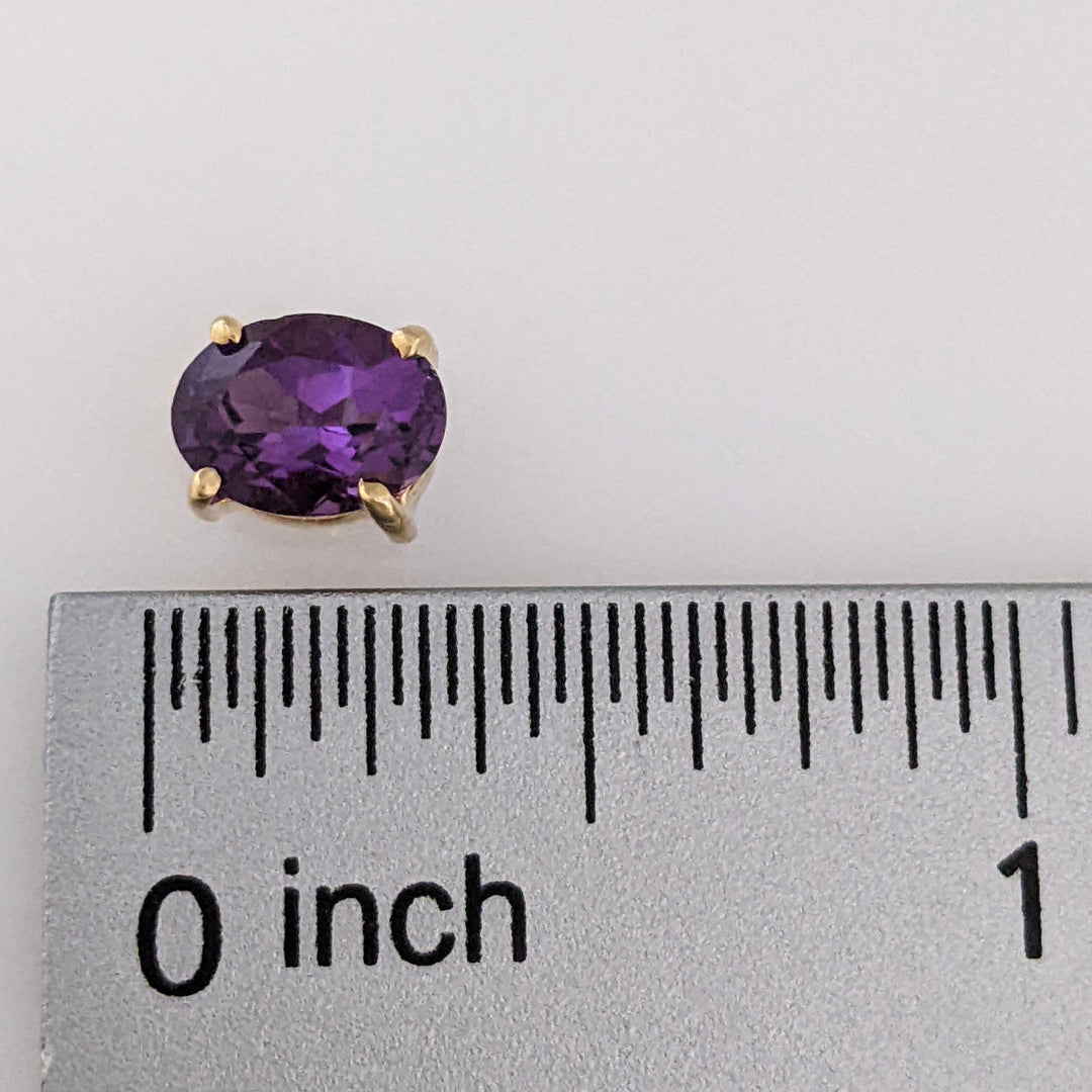 14K AMETHYST "AAA" OVAL 6X8 ESTATE STUD EARRINGS 1.7 GRAMS