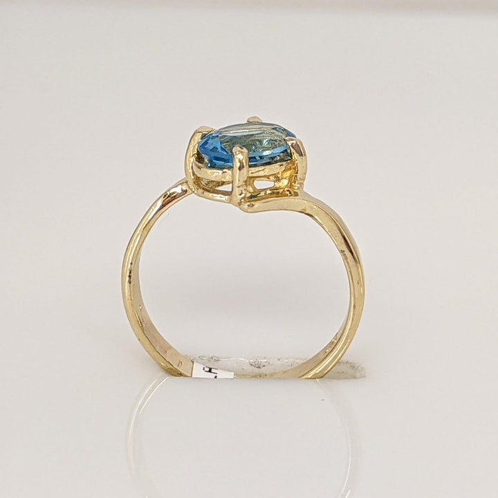 14K BLUE TOPAZ OVAL 4X6 ESTATE BABY RING 1.1 GRAMS