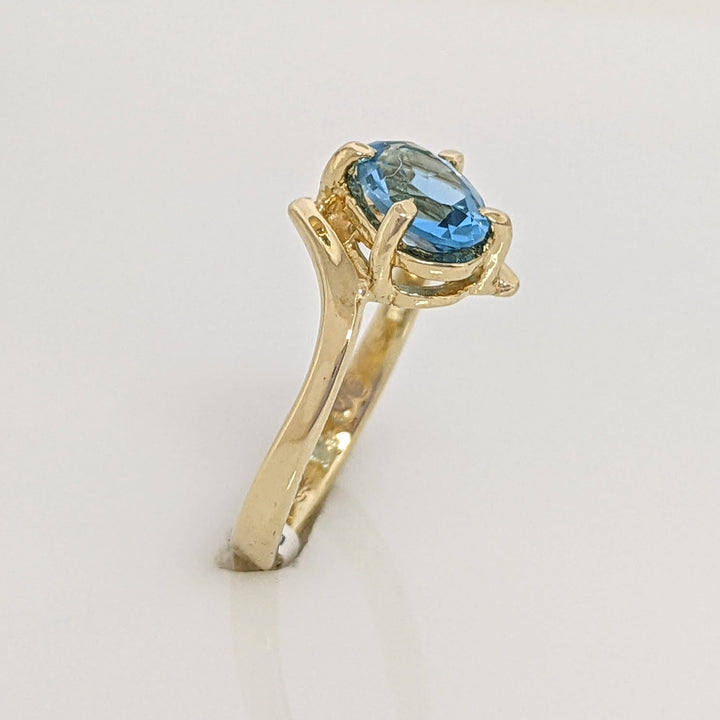 14K BLUE TOPAZ OVAL 4X6 ESTATE BABY RING 1.1 GRAMS