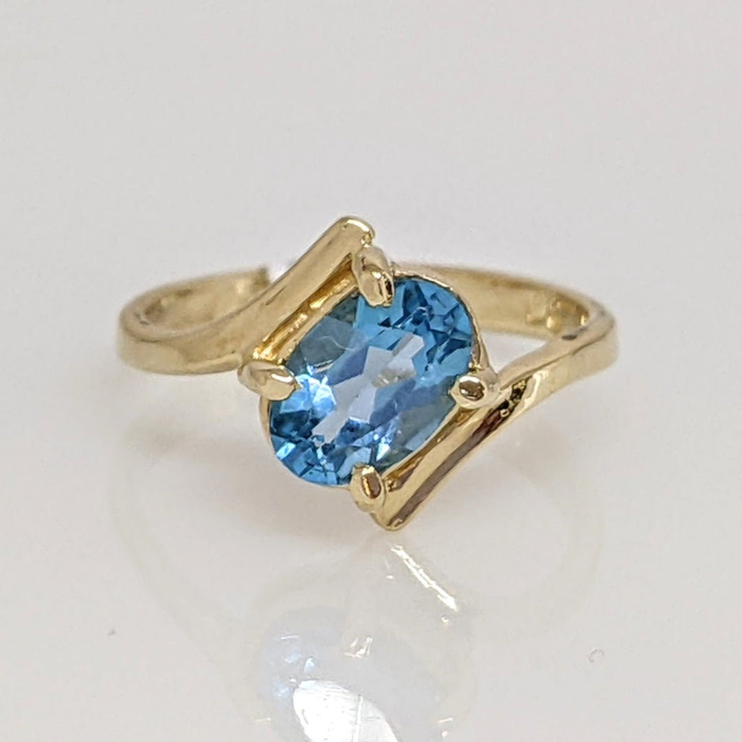 14K BLUE TOPAZ OVAL 4X6 ESTATE BABY RING 1.1 GRAMS