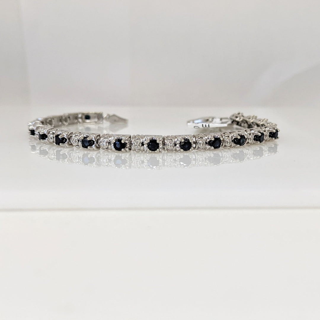 10K WHITE SAPPHIRE ROUND (20) WITH MELEE ESTATE BRACELET 6.7 GRAMS