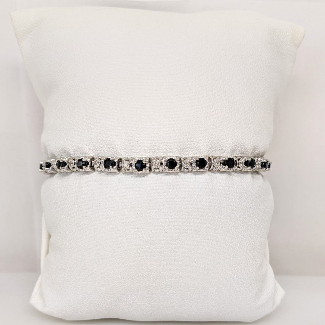 10K WHITE SAPPHIRE ROUND (20) WITH MELEE ESTATE BRACELET 6.7 GRAMS