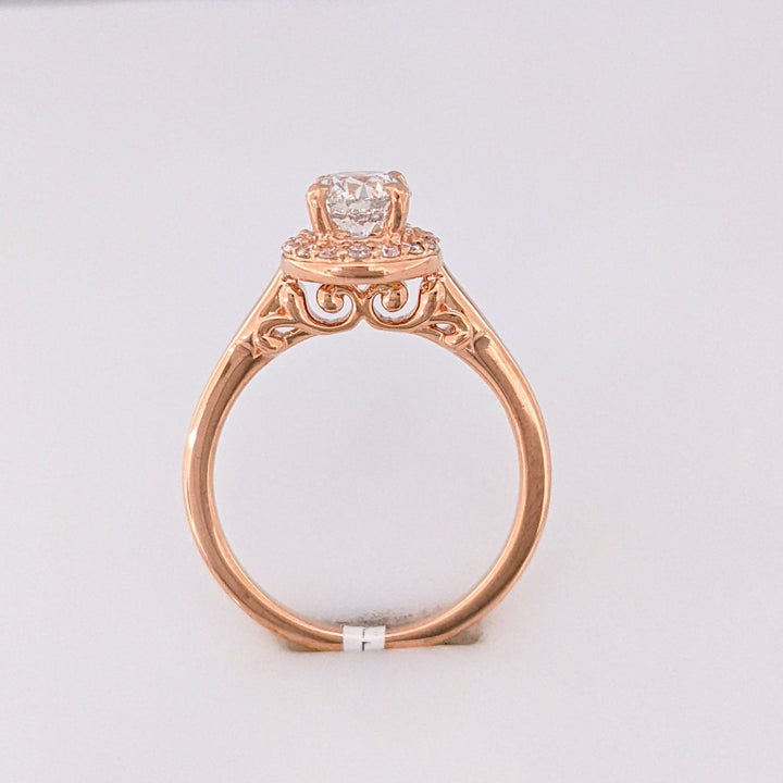 14K ROSE 1.03 CARAT TOTAL WEIGHT I1 G DIAMOND ROUND (16) ESTATE HALO RING 6.2 GRAMS