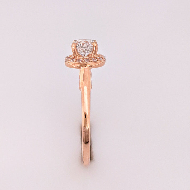 14K ROSE 1.03 CARAT TOTAL WEIGHT I1 G DIAMOND ROUND (16) ESTATE HALO RING 6.2 GRAMS