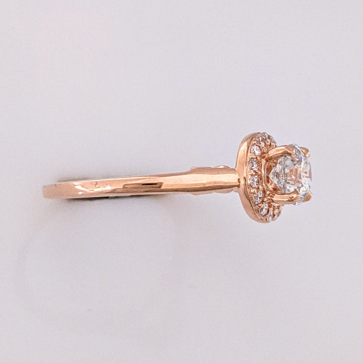 14K ROSE 1.03 CARAT TOTAL WEIGHT I1 G DIAMOND ROUND (16) ESTATE HALO RING 6.2 GRAMS