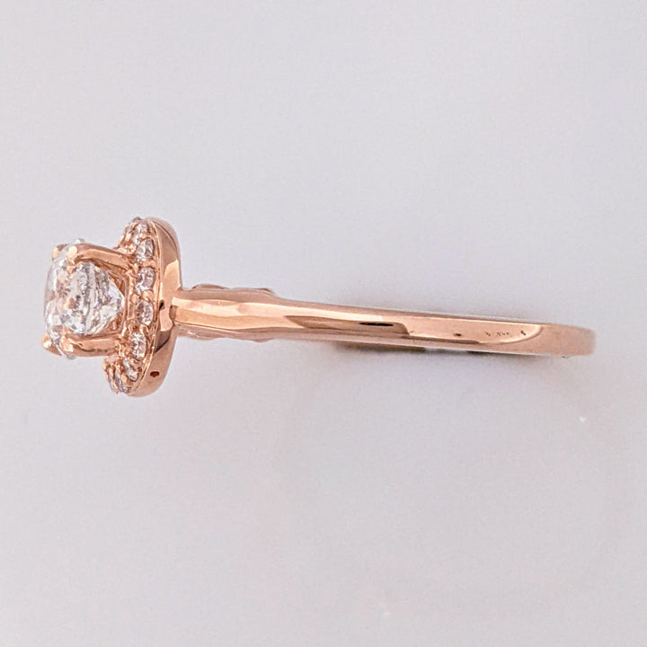 14K ROSE 1.03 CARAT TOTAL WEIGHT I1 G DIAMOND ROUND (16) ESTATE HALO RING 6.2 GRAMS