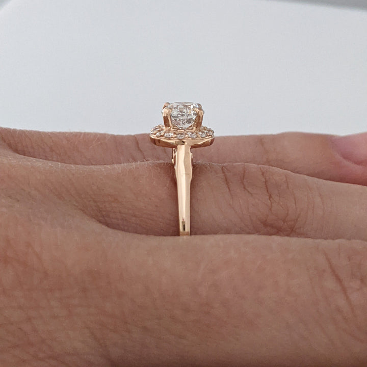 14K ROSE 1.03 CARAT TOTAL WEIGHT I1 G DIAMOND ROUND (16) ESTATE HALO RING 6.2 GRAMS