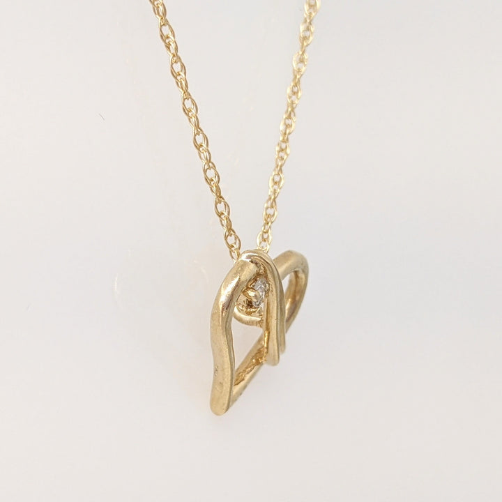 14K DIAMOND ROUND ESTATE HEART PENDANT & CHAIN 2.2 GRAMS