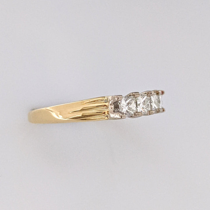 18K .95 CARAT TOTAL WEIGHT VS2 I-J DIAMOND PIRNCESS CUT (5) ESTATE BAND 3.9 GRAMS