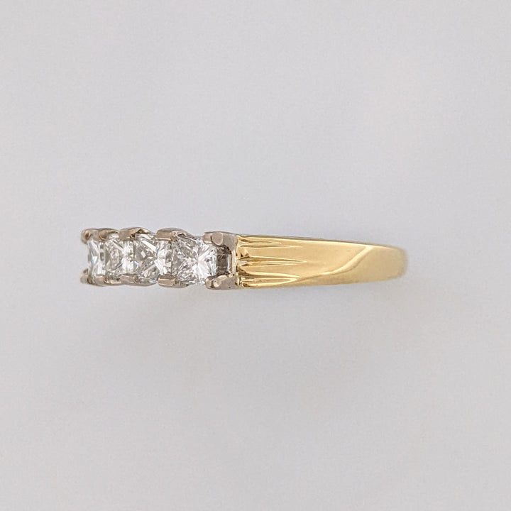 18K .95 CARAT TOTAL WEIGHT VS2 I-J DIAMOND PIRNCESS CUT (5) ESTATE BAND 3.9 GRAMS