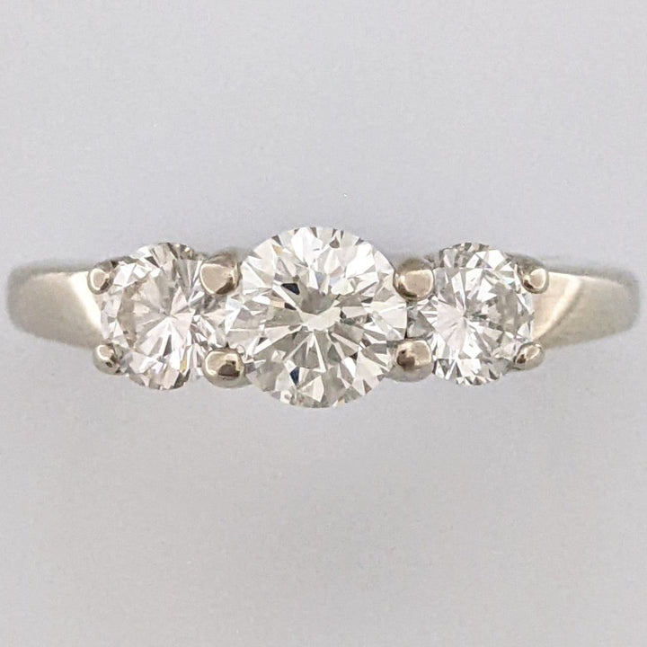 14K WHITE 1.01 CARAT TOTAL WEIGHT SI2 I DIAMOND ROUND (3) ESTATE TRINITY RING 3.9 GRAMS