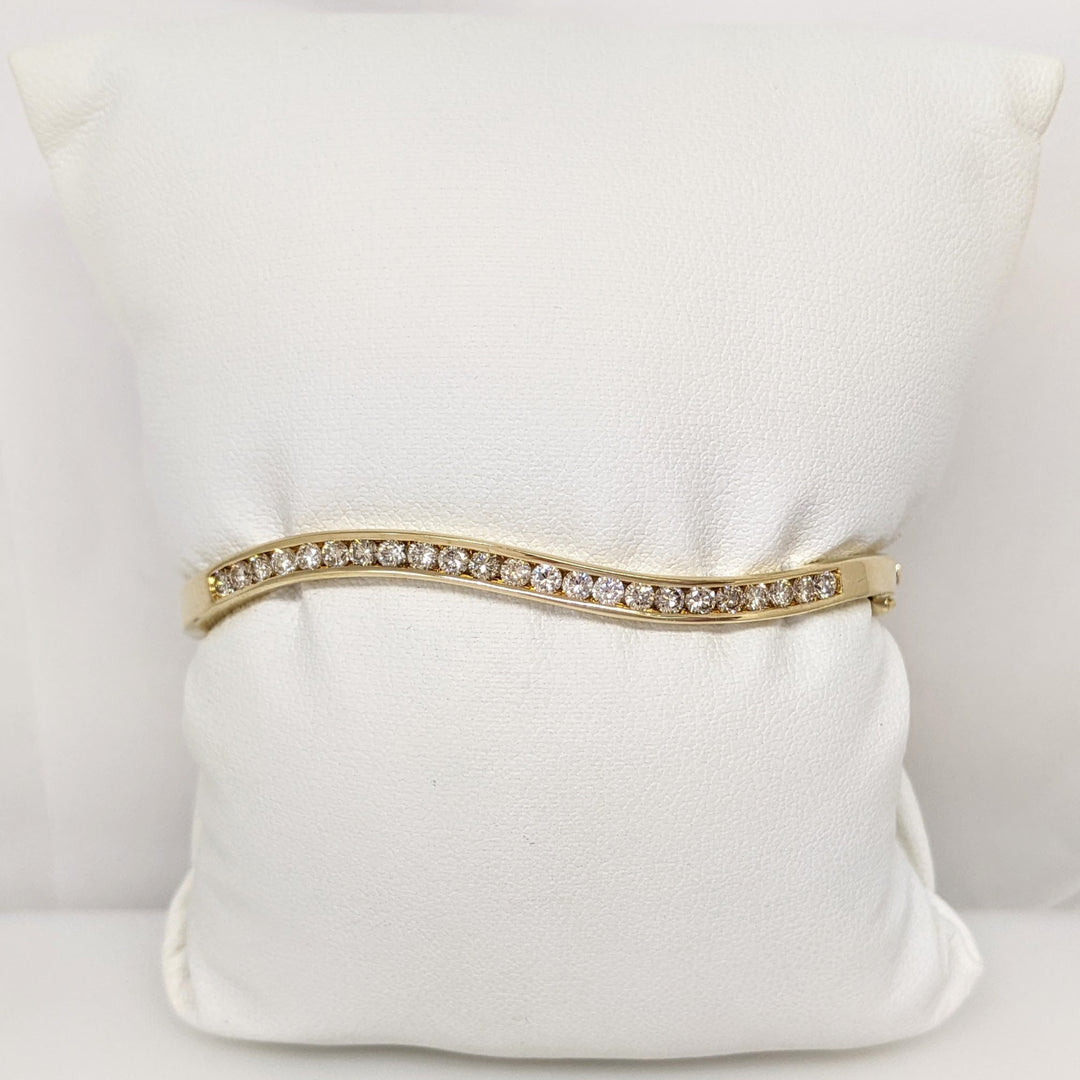 14K 1.04 CARAT TOTAL WEIGHT SI1-2 I-K DIAMOND ROUND (23) CHANNEL SET ESTATE BANGLE 12.6 GRAMS