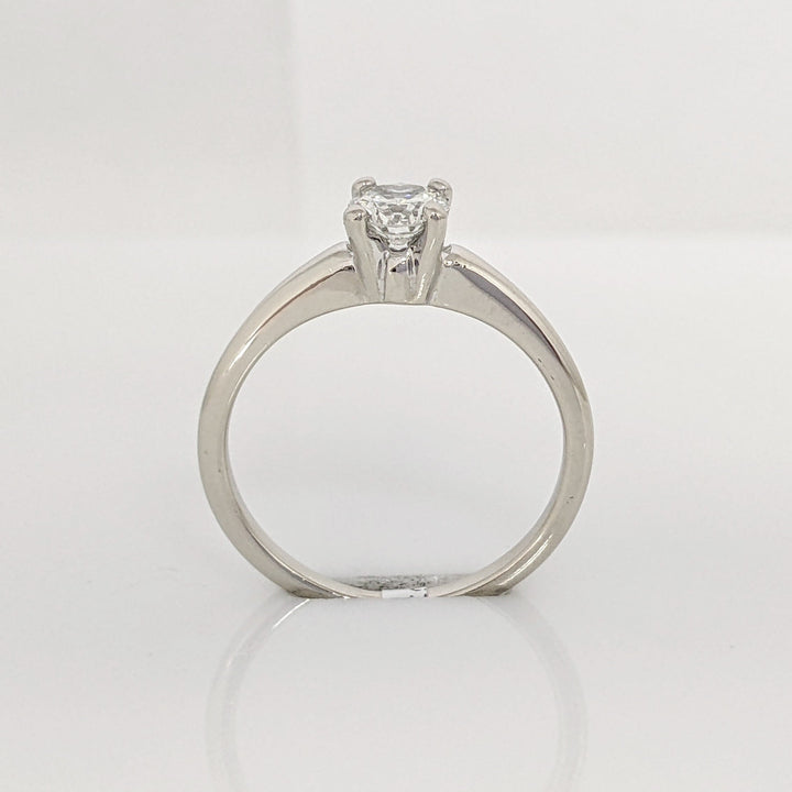 14K WHITE .47 CARAT TOTAL SI2 H DIAMOND ROUND ESTATE SOLITAIRE RING 2.5 GRAMS