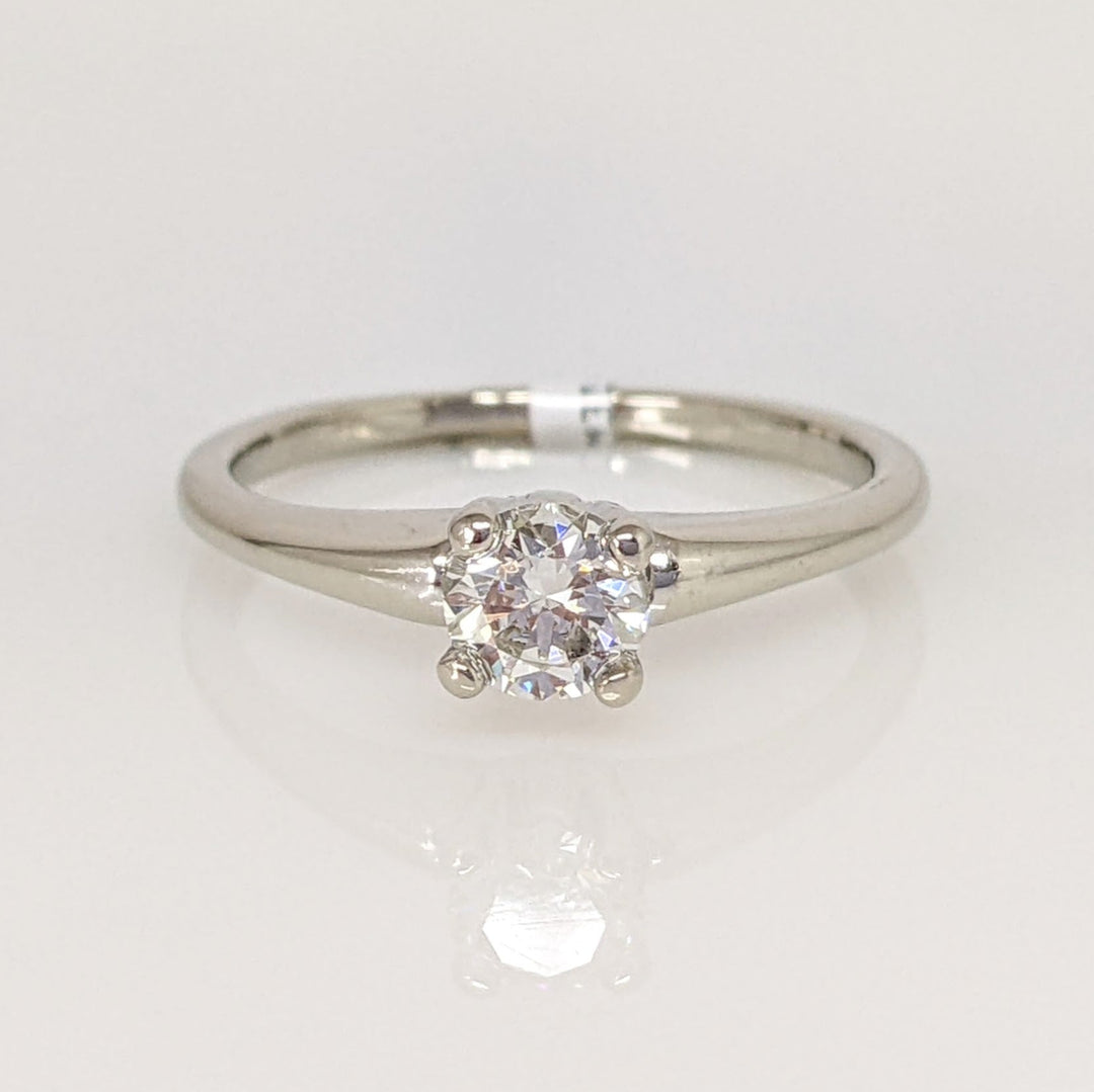 14K WHITE .47 CARAT TOTAL SI2 H DIAMOND ROUND ESTATE SOLITAIRE RING 2.5 GRAMS