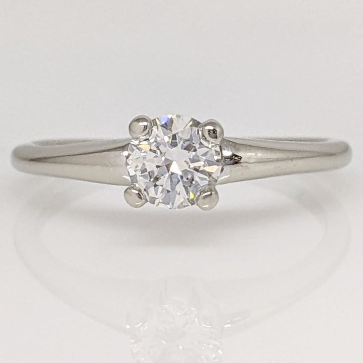 14K WHITE .47 CARAT TOTAL SI2 H DIAMOND ROUND ESTATE SOLITAIRE RING 2.5 GRAMS