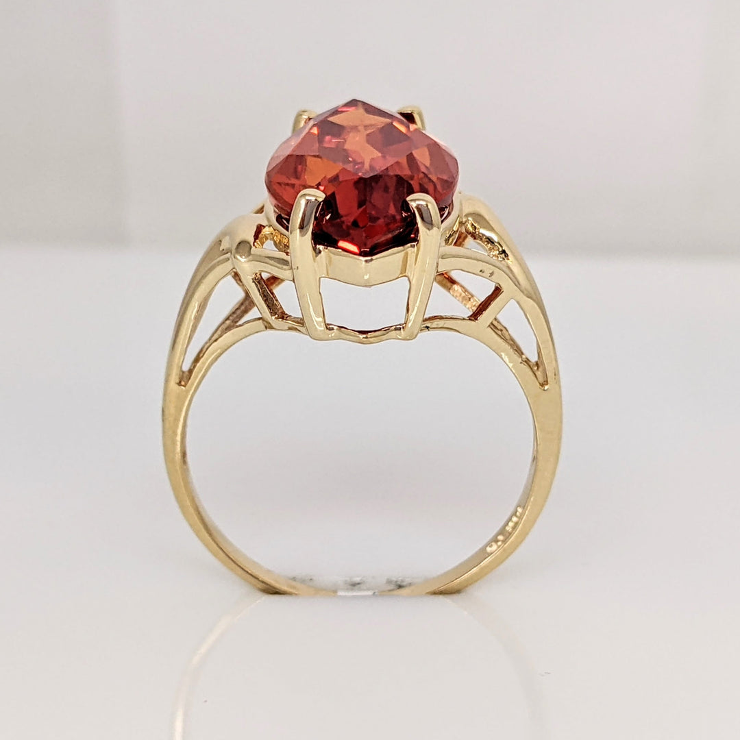 14K SYNTHETIC ORANGE SAPPHIRE MARQUISE 10X20 ESTATE RING 5.9 GRAMS