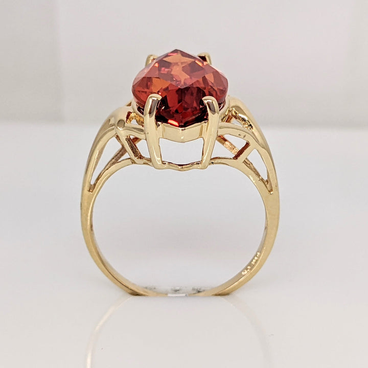 14K SYNTHETIC ORANGE SAPPHIRE MARQUISE 10X20 ESTATE RING 5.9 GRAMS