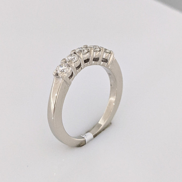 14K WHITE .50 CARAT TOTAL WEIGHT SI2 H DIAMOND ROUND (5) ESTATE BAND 4.0 GRAMS