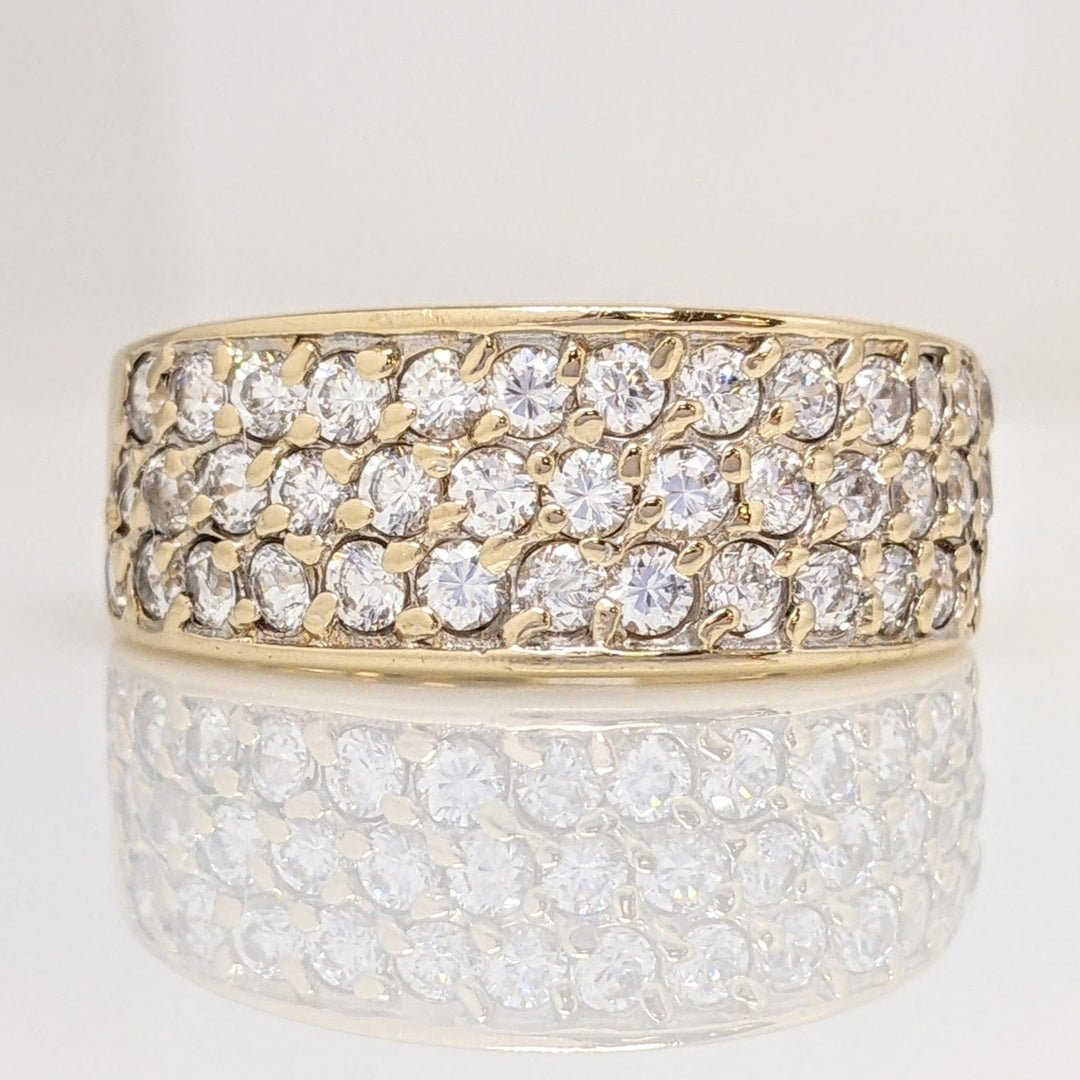 14K CUBIC ZIRCONIA ROUND 3-ROW ESTATE BAND 6.0 GRAMS