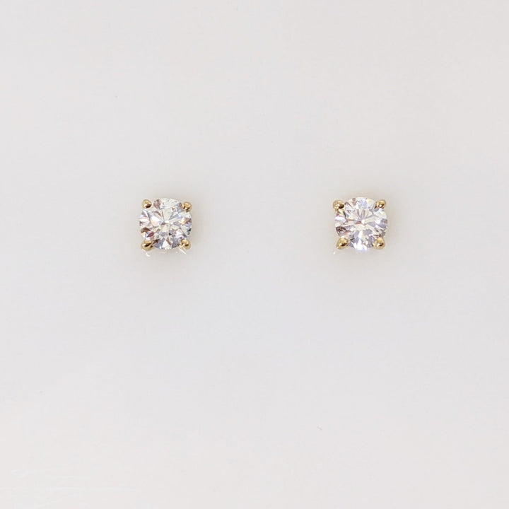 14K .32 CARAT TOTAL WEIGHT SI2 G DIAMOND ROUND ESTATE STUD EARRINGS 0.5 GRAMS