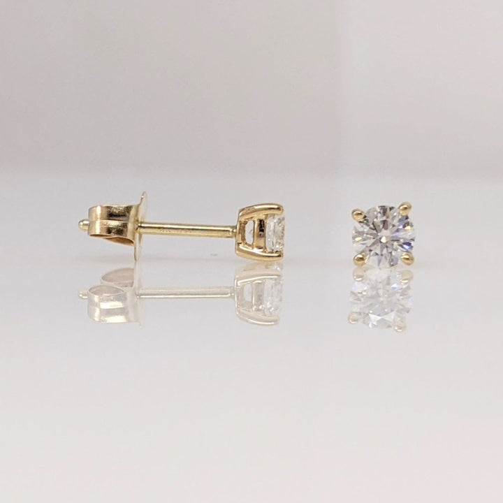14K .32 CARAT TOTAL WEIGHT SI2 G DIAMOND ROUND ESTATE STUD EARRINGS 0.5 GRAMS