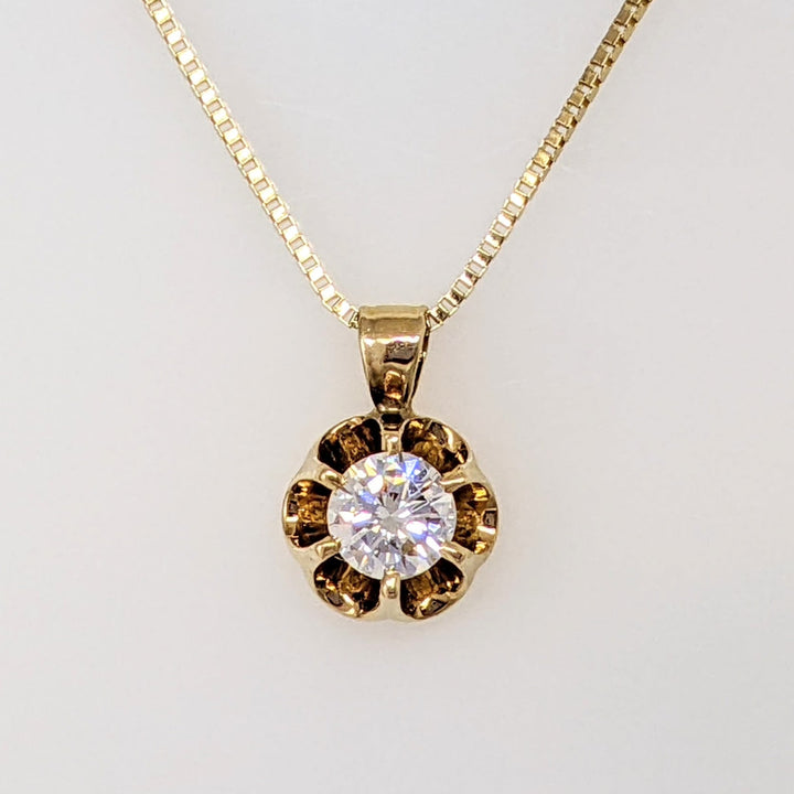 14K .36 CARAT TOTAL WEIGHT VS1 H DIAMOND ROUND ESTATE PENDANT & CHAIN 2.5 GRAMS